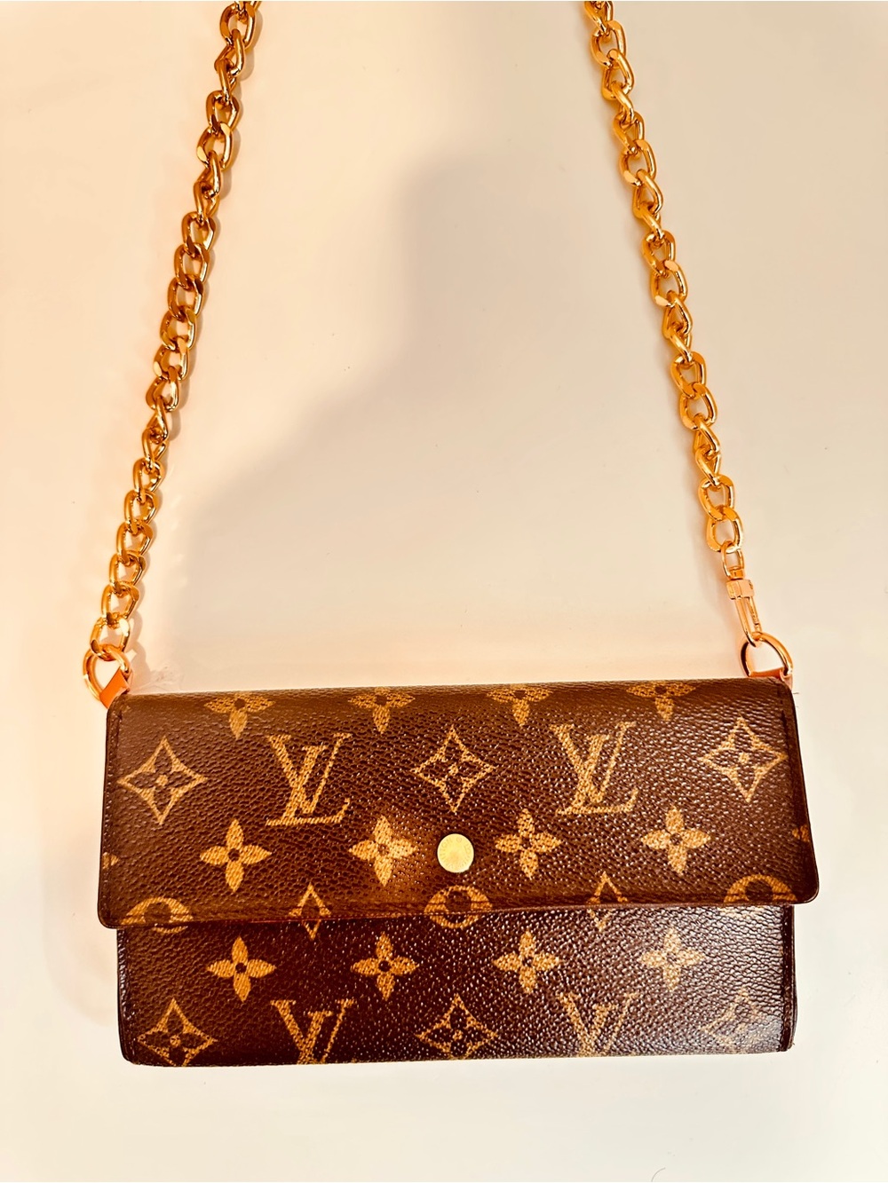 Louis Vuitton Monogram Canvas Wallet on Chain - Brown with Gold Hardware - Picture 3 of 9